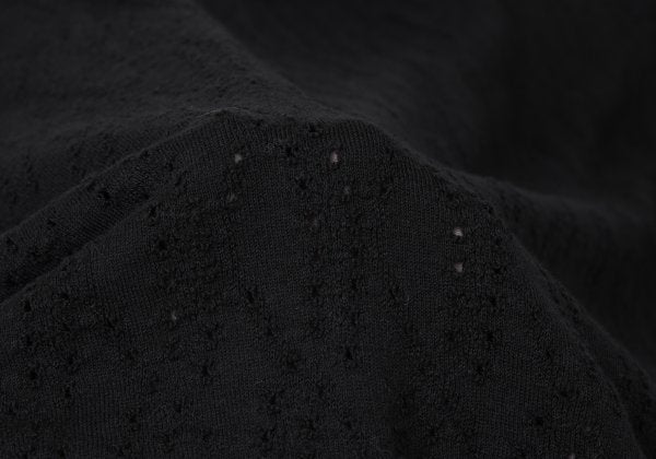 Y's Cotton Lace Design Round Collar Blouse Black Size 2