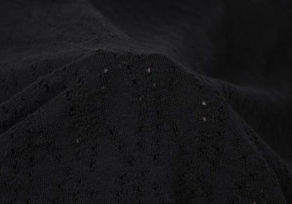 Y's Cotton Lace Design Round Collar Blouse Black Size 2