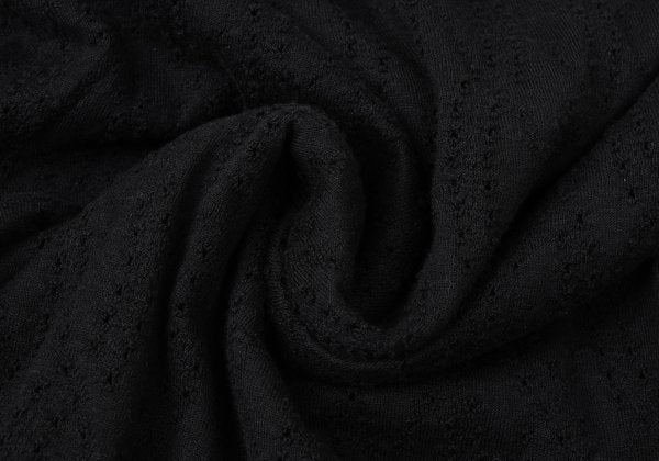 Y's Cotton Lace Design Round Collar Blouse Black Size 2