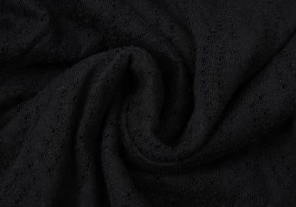 Y's Cotton Lace Design Round Collar Blouse Black Size 2