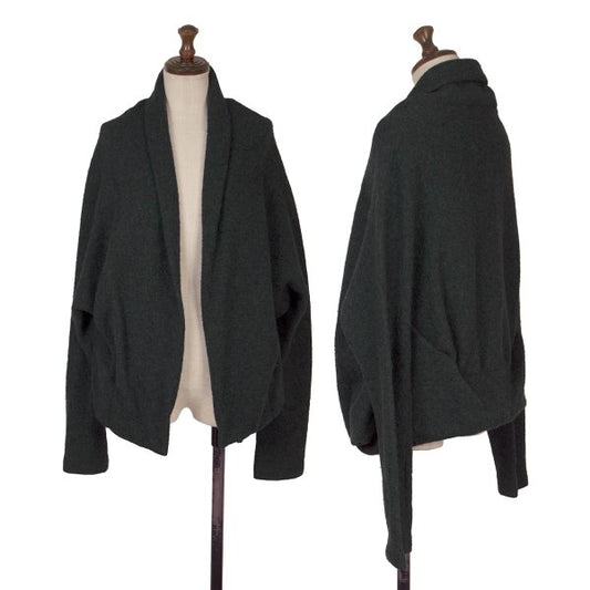 Y's Brushed Wool Blend Irregular Hem Jacket Blue Size 2
