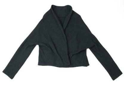 Y's Brushed Wool Blend Irregular Hem Jacket Blue Size 2