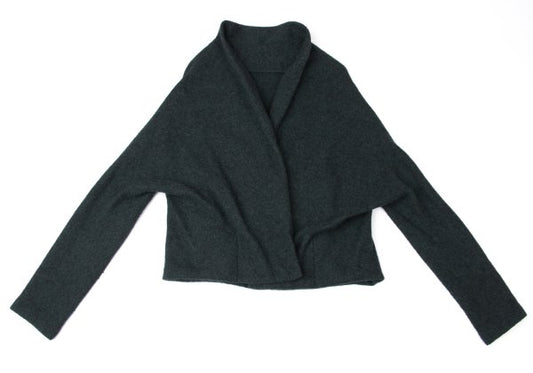 Y's Brushed Wool Blend Irregular Hem Jacket Blue Size 2