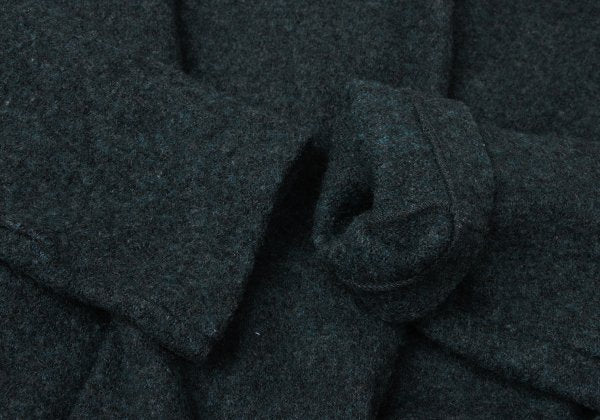 Y's Brushed Wool Blend Irregular Hem Jacket Blue Size 2