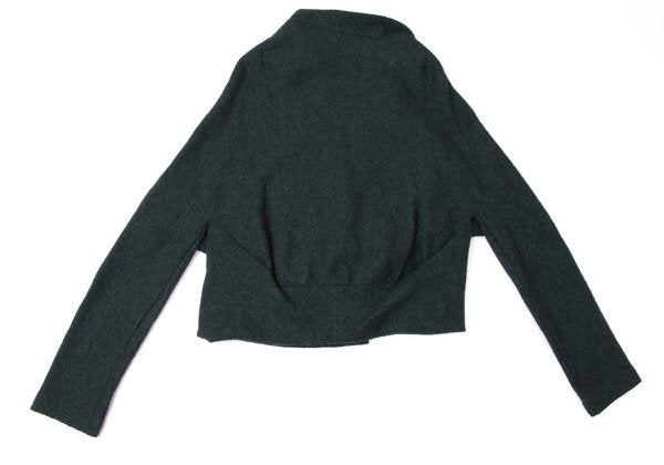 Y's Brushed Wool Blend Irregular Hem Jacket Blue Size 2