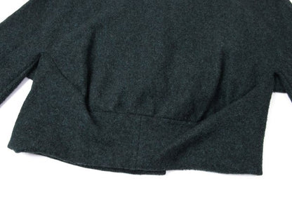 Y's Brushed Wool Blend Irregular Hem Jacket Blue Size 2