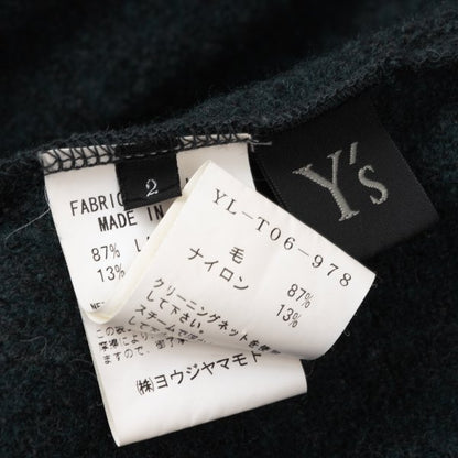 Y's Brushed Wool Blend Irregular Hem Jacket Blue Size 2