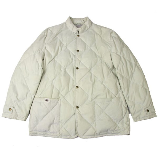 Papas Logo Print Quilted Down Jacket Off-White Size 50L