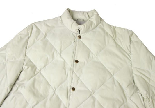 Papas Logo Print Quilted Down Jacket Off-White Size 50L