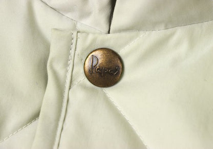 Papas Logo Print Quilted Down Jacket Off-White Size 50L