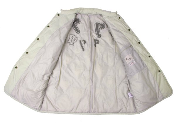 Papas Logo Print Quilted Down Jacket Off-White Size 50L
