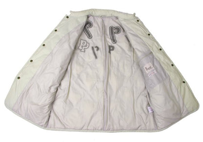 Papas Logo Print Quilted Down Jacket Off-White Size 50L