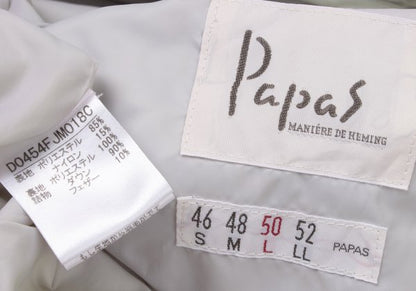 Papas Logo Print Quilted Down Jacket Off-White Size 50L