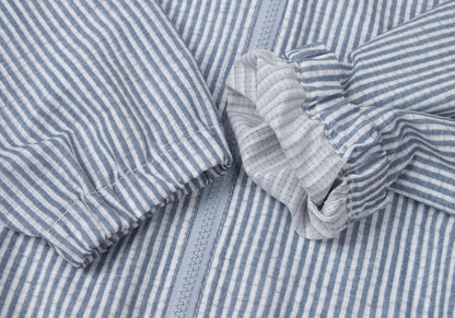 Papas Poly Stripe Print Hooded Jacket Blue Size M
