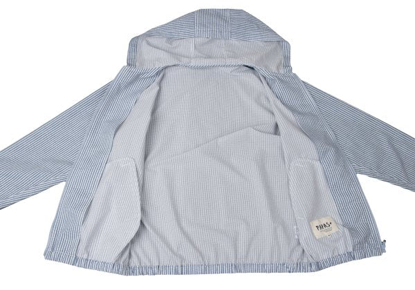 Papas Poly Stripe Print Hooded Jacket Blue Size M