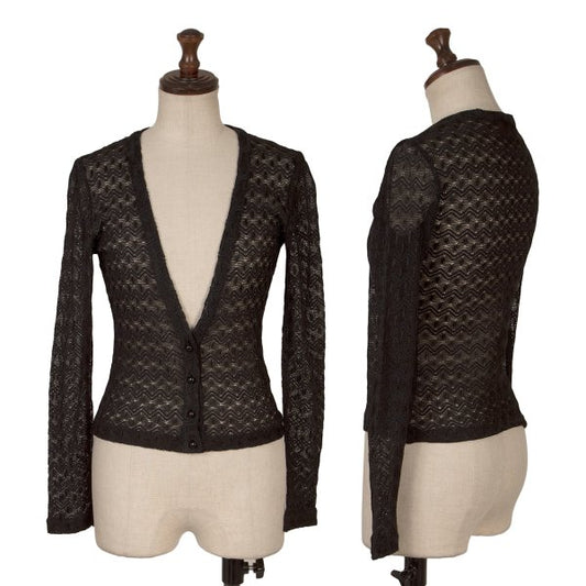 MISSONI Rayon Blend Graphic Knit Cardigan Black Size 40