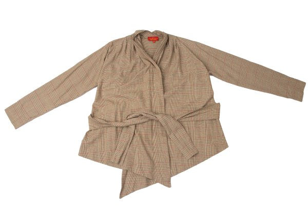 Vivienne Westwood Red Label Check Wrap Blouse Beige Size 2