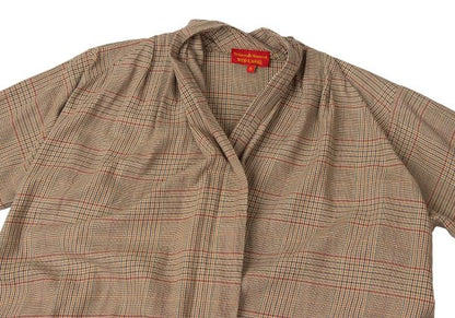 Vivienne Westwood Red Label Check Wrap Blouse Beige Size 2