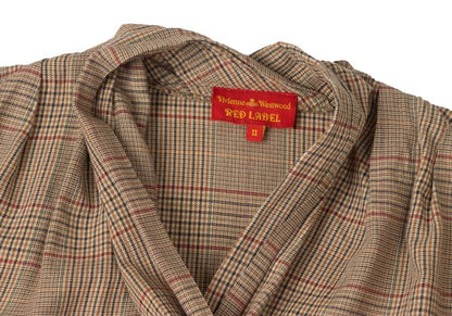 Vivienne Westwood Red Label Check Wrap Blouse Beige Size 2
