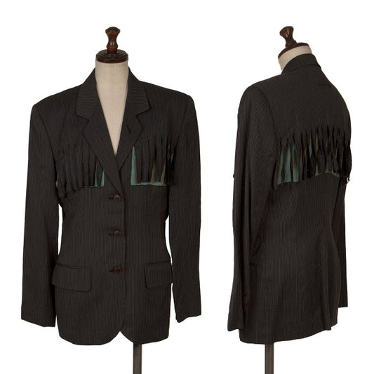 Jean Paul GAULTIER FEMME Fringe Stripe Jacket Black Size 40