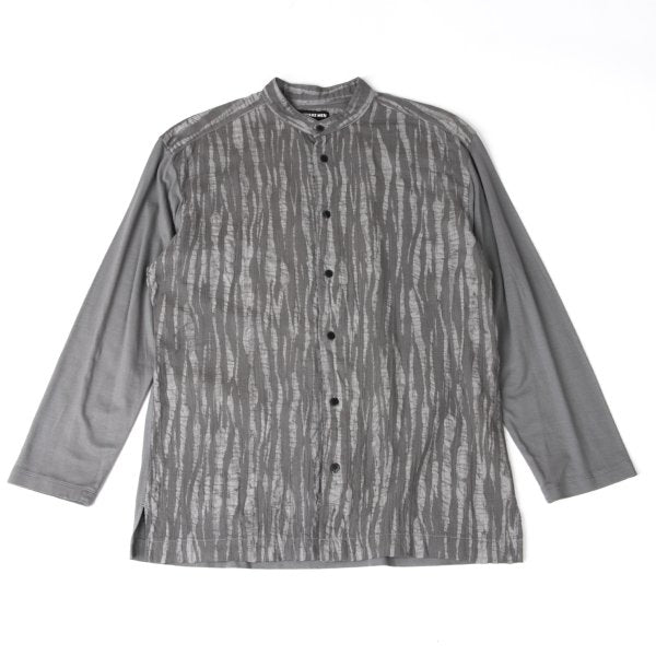 ISSEY MIYAKE MEN Weave Panel Band Collar Shirt Gray Size M