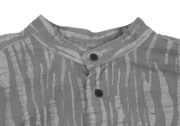 ISSEY MIYAKE MEN Weave Panel Band Collar Shirt Gray Size M