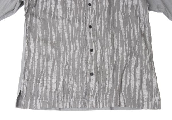 ISSEY MIYAKE MEN Weave Panel Band Collar Shirt Gray Size M