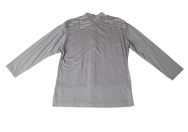 ISSEY MIYAKE MEN Weave Panel Band Collar Shirt Gray Size M