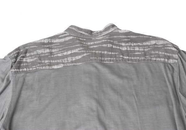 ISSEY MIYAKE MEN Weave Panel Band Collar Shirt Gray Size M