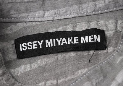 ISSEY MIYAKE MEN Weave Panel Band Collar Shirt Gray Size M