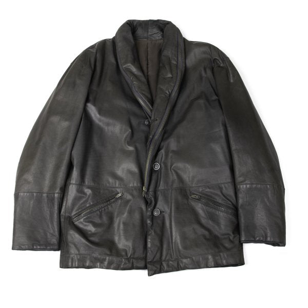 ISSEY MIYAKE MEN Cow Leather Shawl Collar Jacket Size M