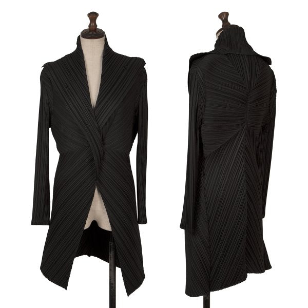 ISSEY MIYAKE Pleated 1B Shawl Collar Coat Black Size 2