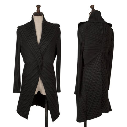 ISSEY MIYAKE Pleated 1B Shawl Collar Coat Black Size 2