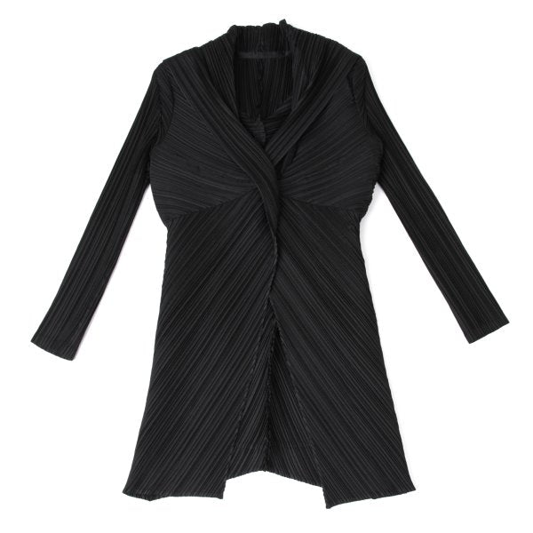ISSEY MIYAKE Pleated 1B Shawl Collar Coat Black Size 2