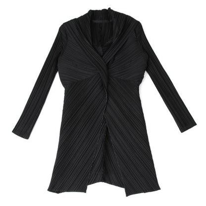 ISSEY MIYAKE Pleated 1B Shawl Collar Coat Black Size 2