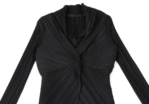 ISSEY MIYAKE Pleated 1B Shawl Collar Coat Black Size 2