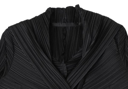 ISSEY MIYAKE Pleated 1B Shawl Collar Coat Black Size 2