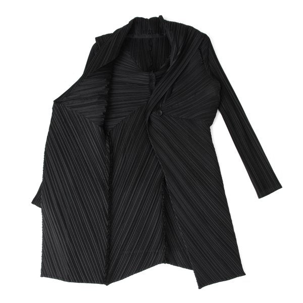 ISSEY MIYAKE Pleated 1B Shawl Collar Coat Black Size 2