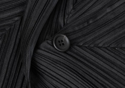 ISSEY MIYAKE Pleated 1B Shawl Collar Coat Black Size 2