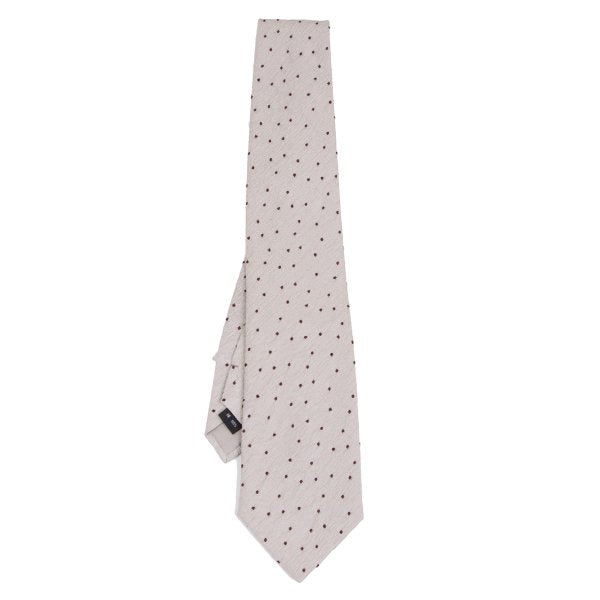 ISSEY MIYAKE MEN Crinkle Silk Pin Dot Tie Beige