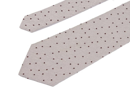 ISSEY MIYAKE MEN Crinkle Silk Pin Dot Tie Beige