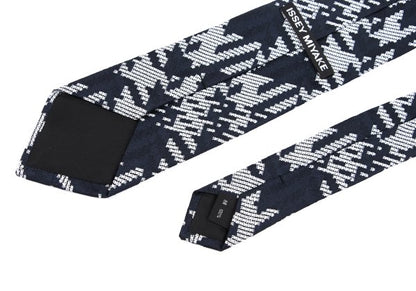 ISSEY MIYAKE MEN Blue Houndstooth Jacquard Silk Tie