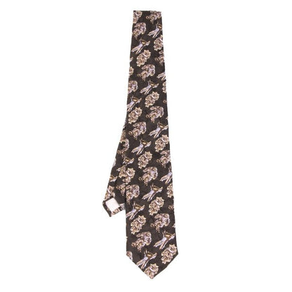 ISSEY MIYAKE MEN Wrinkle-Processed Silk Pattern Tie Brown