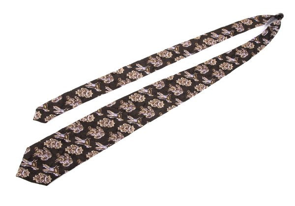 ISSEY MIYAKE MEN Wrinkle-Processed Silk Pattern Tie Brown