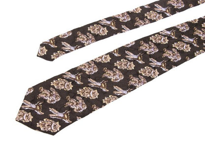 ISSEY MIYAKE MEN Wrinkle-Processed Silk Pattern Tie Brown