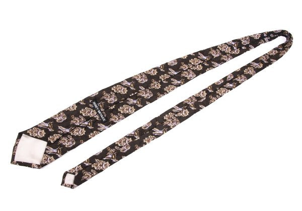 ISSEY MIYAKE MEN Wrinkle-Processed Silk Pattern Tie Brown