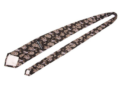 ISSEY MIYAKE MEN Wrinkle-Processed Silk Pattern Tie Brown