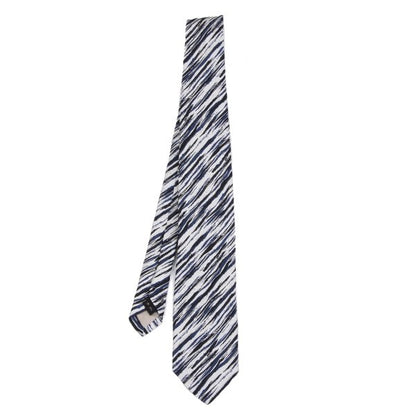 ISSEY MIYAKE MEN Blue Wrinkled Faded Regimental Silk Tie