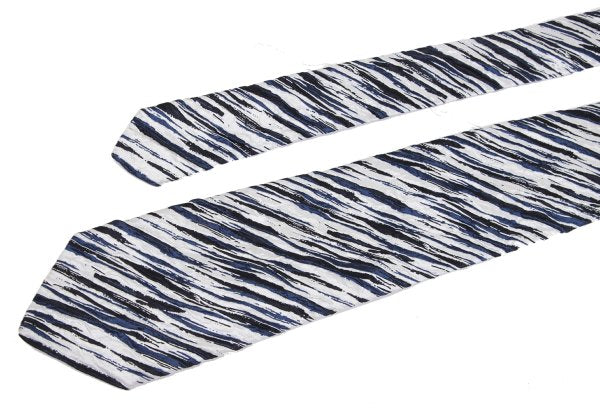 ISSEY MIYAKE MEN Blue Wrinkled Faded Regimental Silk Tie