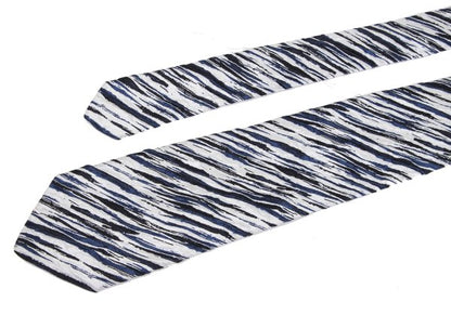 ISSEY MIYAKE MEN Blue Wrinkled Faded Regimental Silk Tie